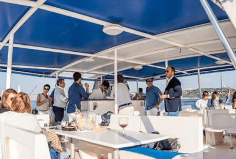 Catamaran boat party in Lisbon