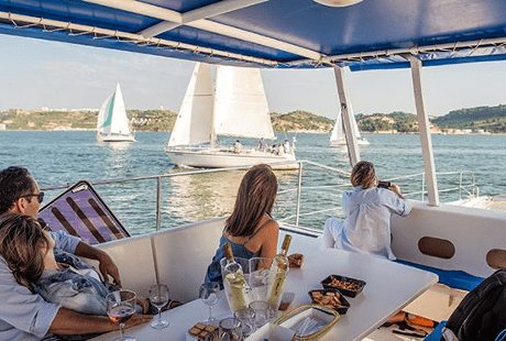 Catamaran boat party in Lisbon